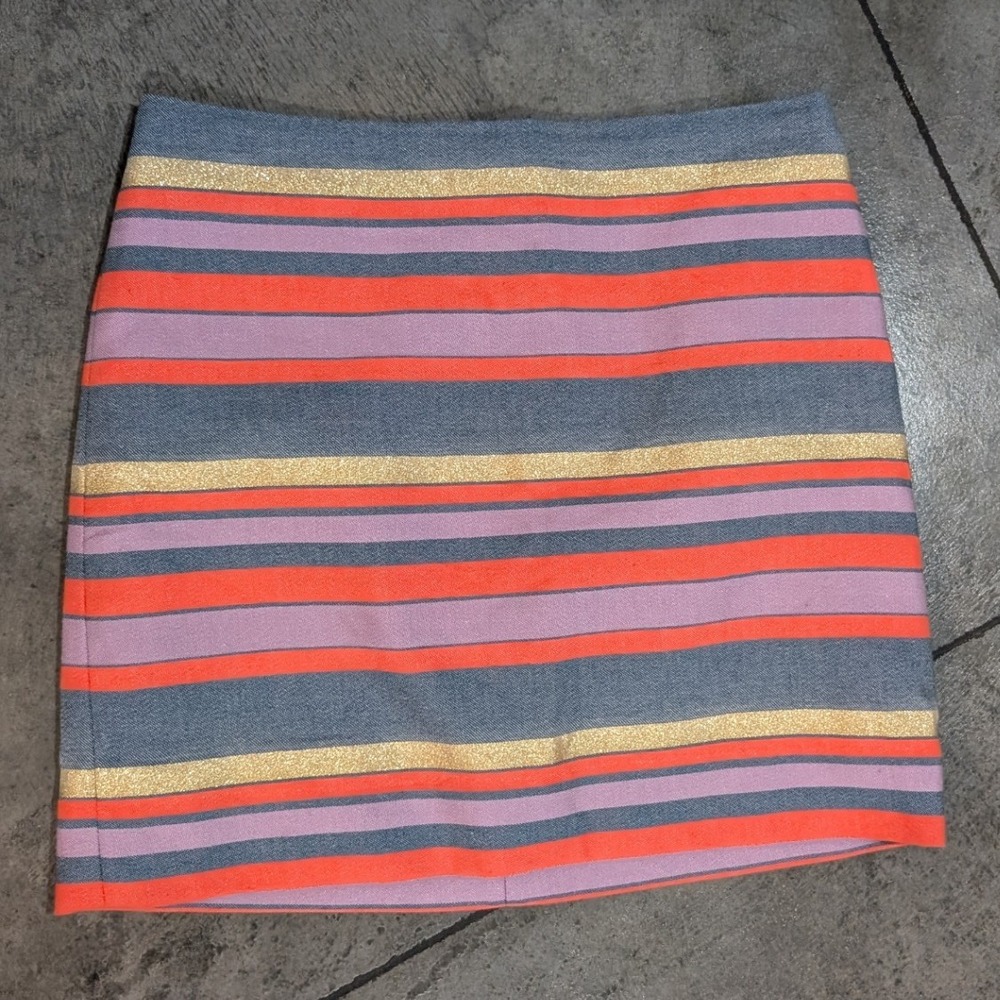 J. Crew Factory Shiny Stripe Mini Skirt‎ Size 2